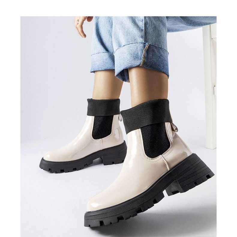 Botas trabajadoras sin cordones beige de Breolungi - Solea 1