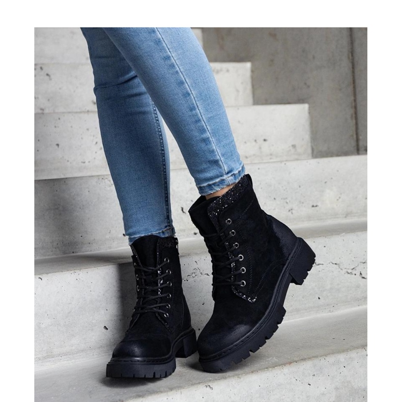 Botines negros con inserciones Prairie brillantes - Solea 2