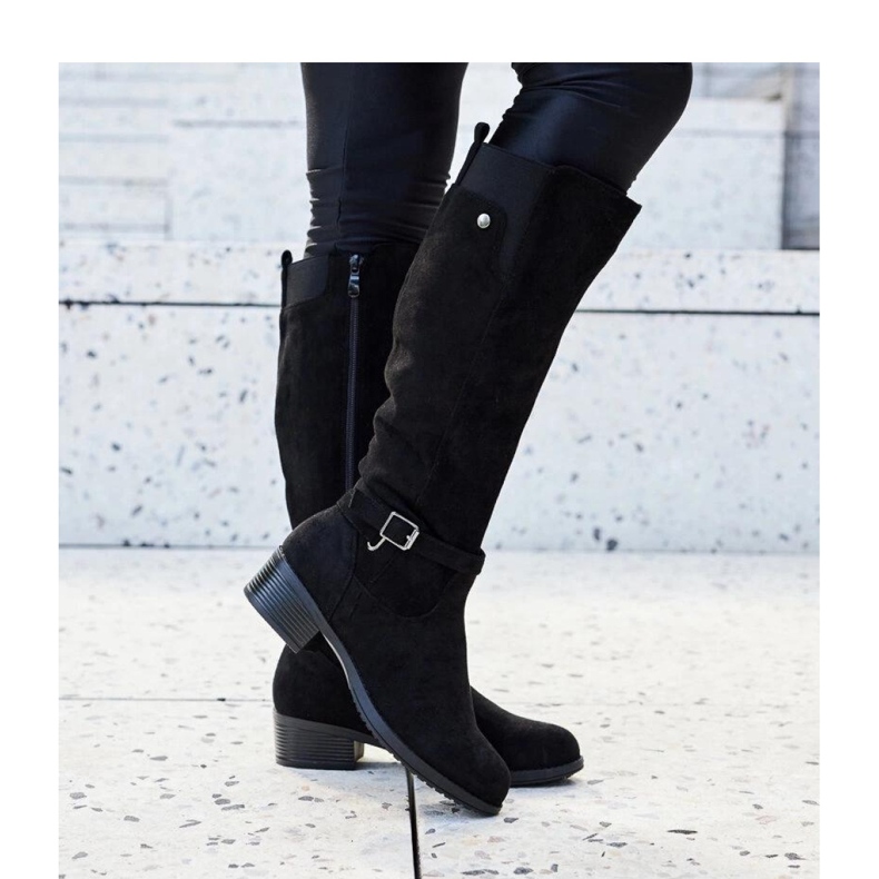 Botas por encima de la rodilla de ante ecológico con aislamiento negro de Castelvetro - Solea 1