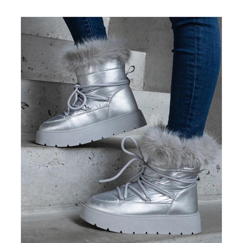 Botas de nieve plateadas con aislamiento y pelo Arilla - Solea gris 1 Botas de nieve plateadas con aislamiento y pelo Arilla - Solea gris 1