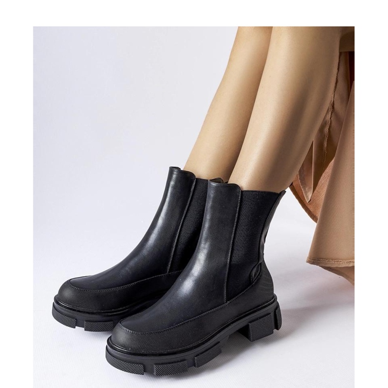 Botines negros con parte superior elástica Faisal - Solea 1 Botines negros con parte superior elástica Faisal - Solea 1