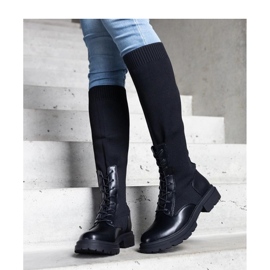 Botas sin cordones negras con parte superior de material elástico Luana - Solea negro 1 Botas sin cordones negras con parte superior de material elástico Luana - Solea negro 1