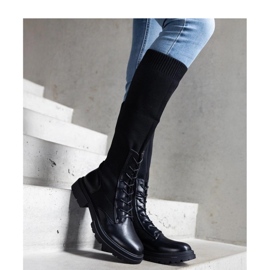 Botas sin cordones negras con parte superior de material elástico Luana - Solea negro 2 Botas sin cordones negras con parte superior de material elástico Luana - Solea negro 2