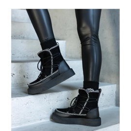 Botas de nieve de plataforma negras con cordones decoradas con bordado Mckenzie - Solea negro 1