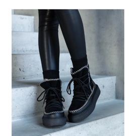 Botas de nieve de plataforma negras con cordones decoradas con bordado Mckenzie - Solea negro 3