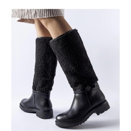 Botas negras decoradas con pelo Lisos - Solea negro 1 Botas negras decoradas con pelo Lisos - Solea negro 1