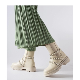 Botines beige decorados con perlas Callicratide - Solea 2
