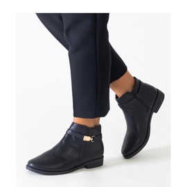 Botines negros con inserciones doradas en ecopiel Casetra - Solea 2