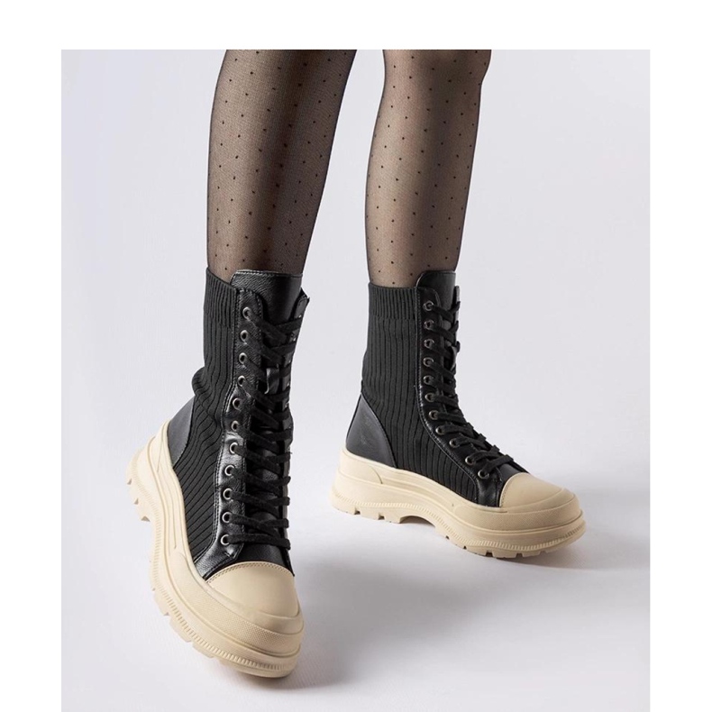 Botas calcetín negras suela ligera negro 1 Botas calcetín negras suela ligera negro 1