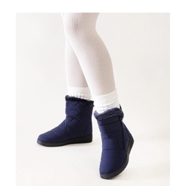 Botas de nieve azul marino decoradas con pelo. 2