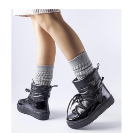 Botas de nieve negras con aislamiento y banda elástica. negro 2