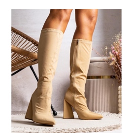 Botas de tacón beige 2
