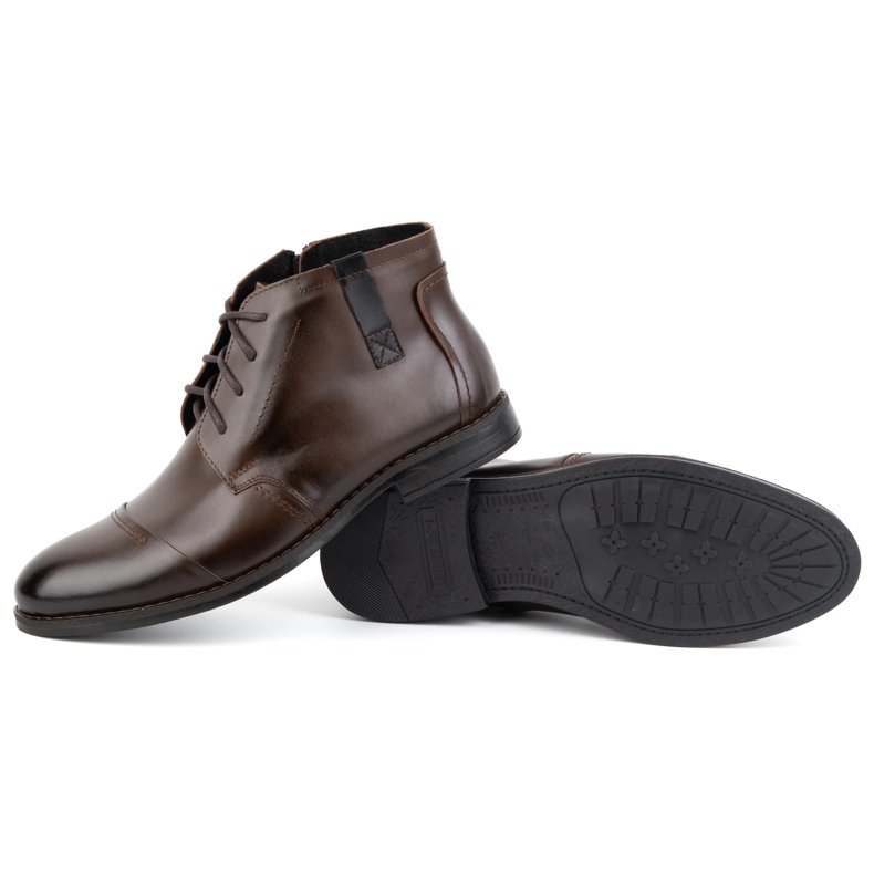 Olivier Zapatos de invierno para hombre, botines elegantes 282LU, marrón oscuro 5