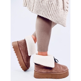 Botas de nieve de piel de oveja color caqui beige 3