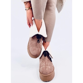 Botas de nieve de piel de oveja color caqui beige 2