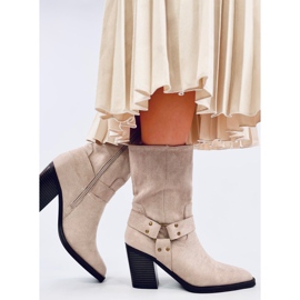 Botas cowboy ante beige 3