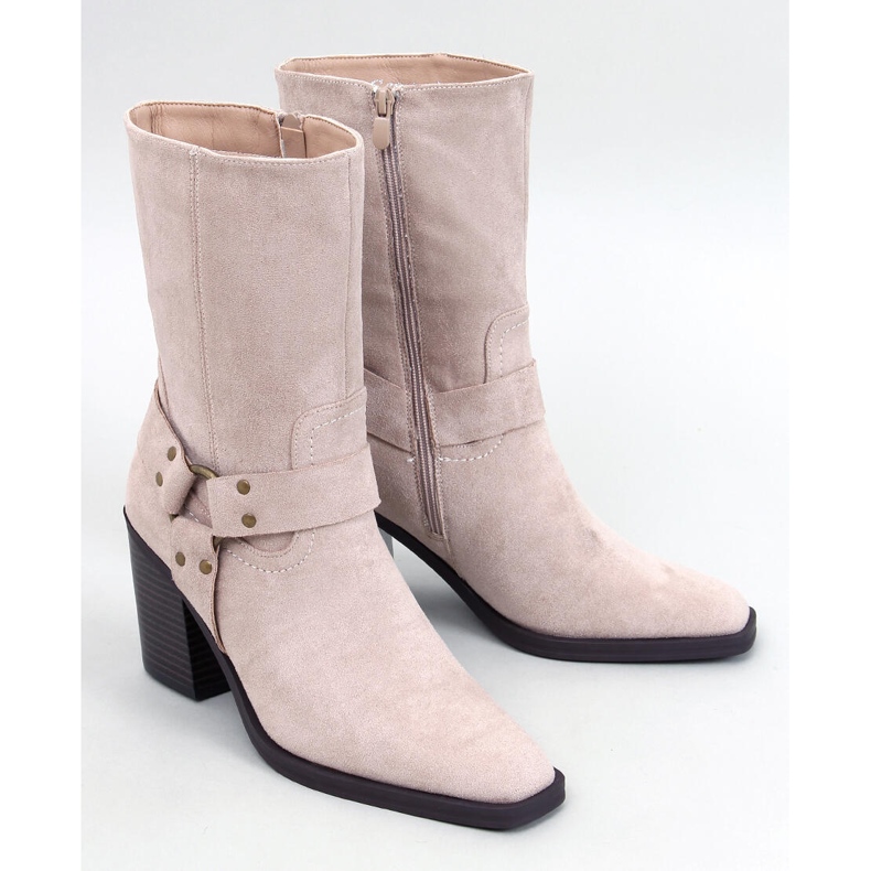 Botas cowboy ante beige 1