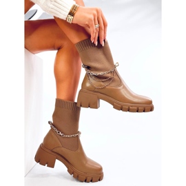Botas calcetín caqui beige 5