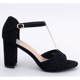Ferdi Sandalias de tacón negras con decoración dorada negro 5