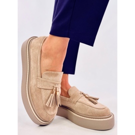 Mocasín plataforma beige flecos 3