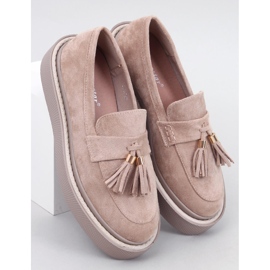 Mocasín plataforma beige flecos 1