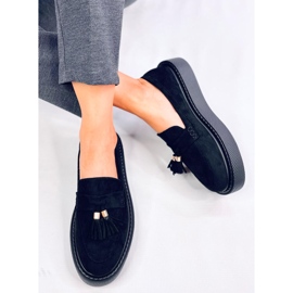 Mocasín plataforma flecos Negro 5