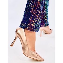 Tacones flor mujer champagne dorado 1