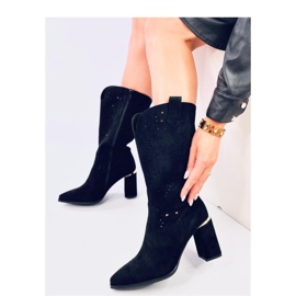 Botas tacón caladas negras negro 1