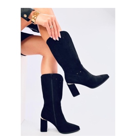 Botas tacón caladas negras negro 2