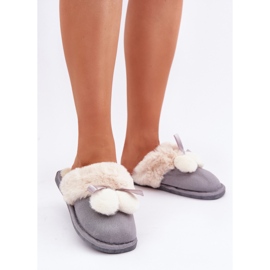 Zapatillas de mujer con pelo suave. gris 1