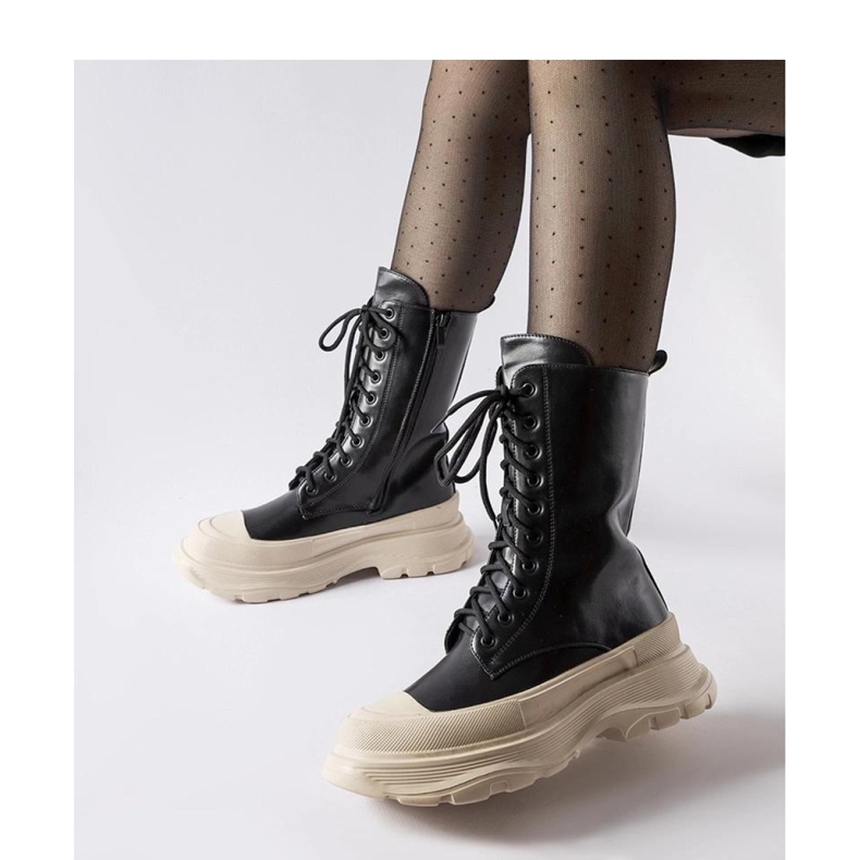 Zapatos obreros negros con suela gruesa beige Crosia - Solea 1