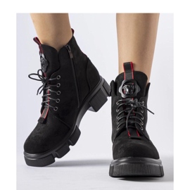 Botines negros decorados con ribete rojo Monrency - Solea 1