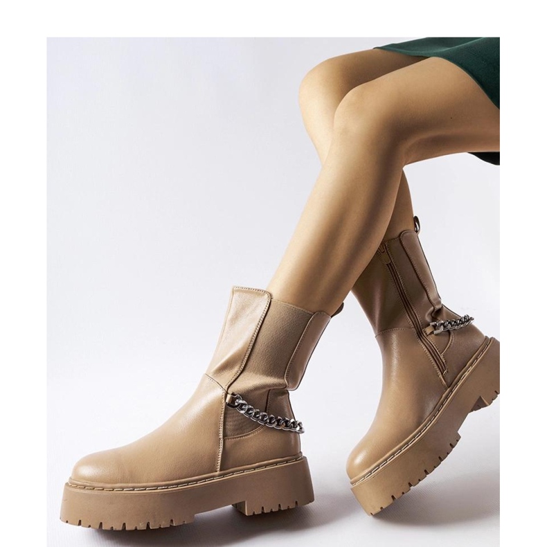 Botines beige decorados con cadena de Guglielmo - Solea 1