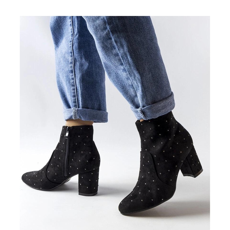 Botines negros con pedrería, ante ecológico Suvi - Solea 1