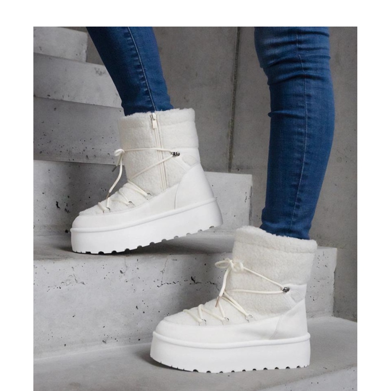 Botas de nieve de plataforma blancas con pelo. blanco 1 Botas de nieve de plataforma blancas con pelo. blanco 1
