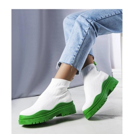 Botas calcetín blancas con suela verde blanco 1