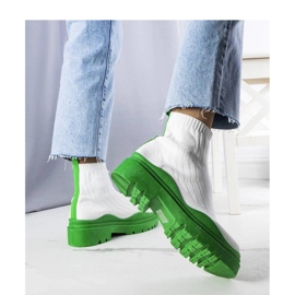 Botas calcetín blancas con suela verde blanco 2