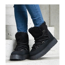 Botas de nieve de plataforma negras con aislamiento de piel. negro 2