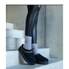 Botas de nieve con plataforma y estampado bordado. negro 2