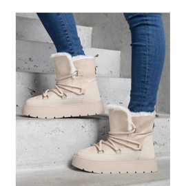 Botas de nieve con plataforma aisladas con pelo. beige 1