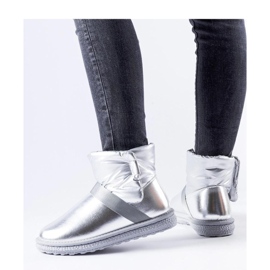 Botas de nieve cortas brillantes plateadas gris 2