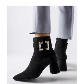 Botas negras sobre poste con circonitas negro 2