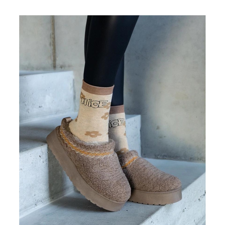 Botas de nieve de plataforma marrón con parte superior baja y patrón Greene - Solea bordado 2