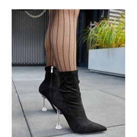 Botines negros con tacón decorativo. 1
