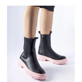 Botas negras con suela rosa negro 1