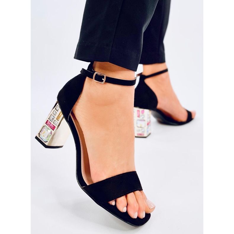 Sandalias de tacón con piedras Negras negro 2 Sandalias de tacón con piedras Negras negro 2
