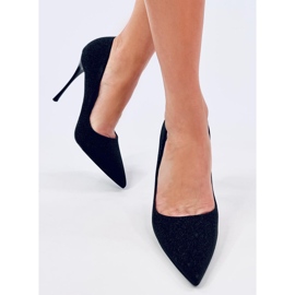 Tacones brillantes con partículas negras. negro 3