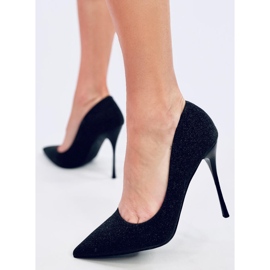 Tacones brillantes con partículas negras. negro 4