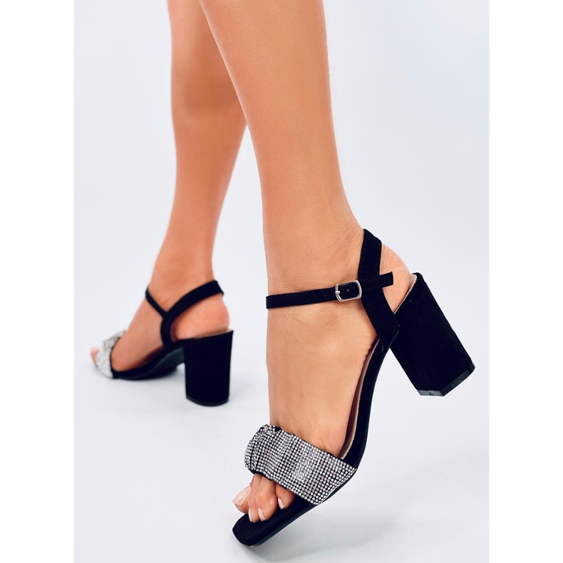 Sandalias negras tacón ancho negro 2