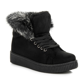 Botas Creepers Con Pelo negro 2